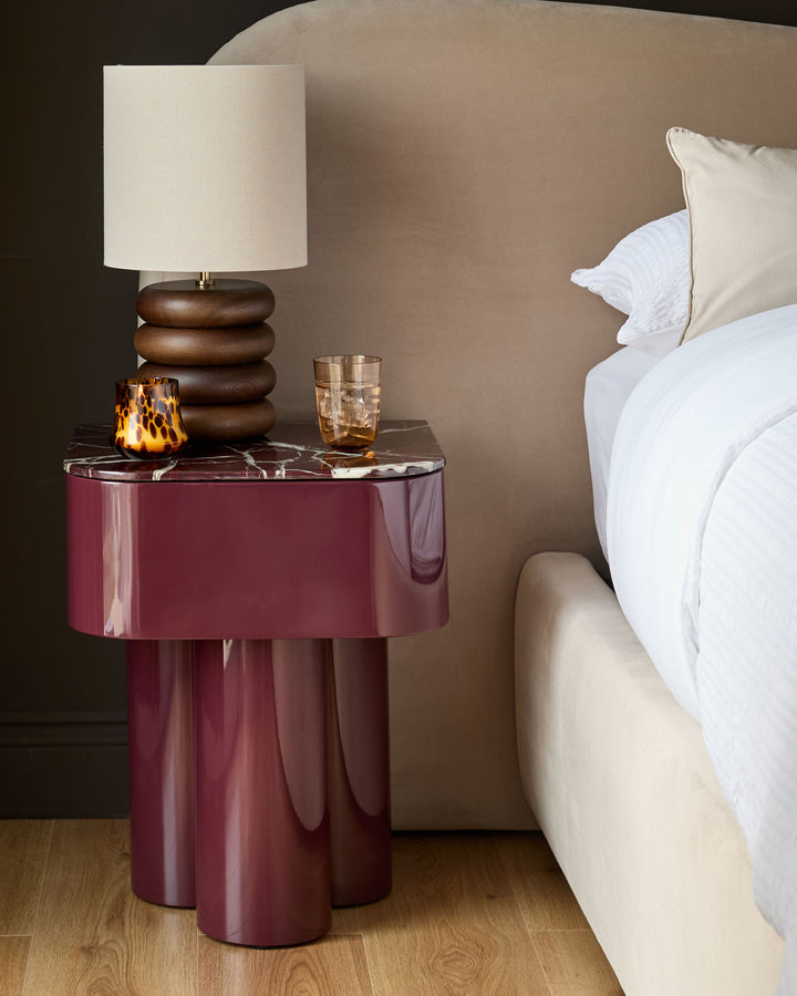 Lena red calacatta with plum gloss bedside table