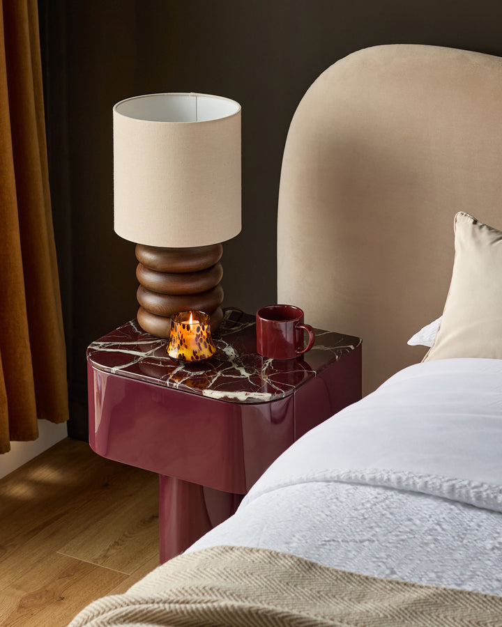 Lena red calacatta with plum gloss bedside table