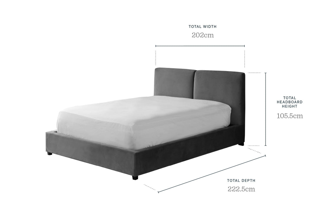 Leona toffee red velvet super king size ottoman bed