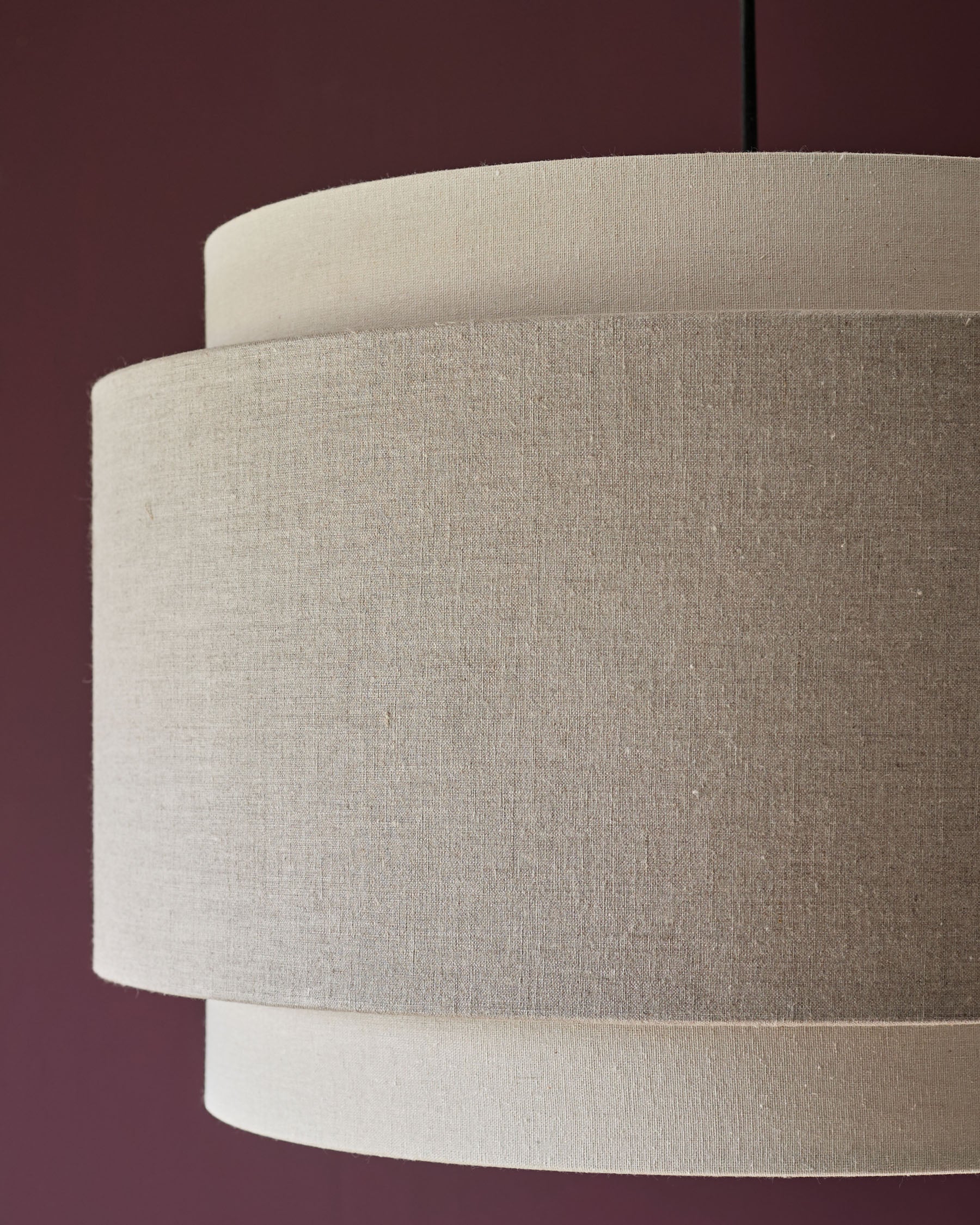 Leonie natural and mocha linen large round pendant light – Danetti