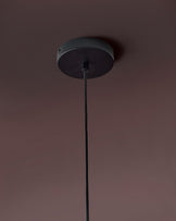 Leonie natural and mocha linen large round pendant