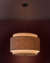 Leonie natural and mocha linen large round pendant