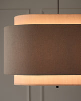 Leonie natural and mocha linen 3 bulb pendant light