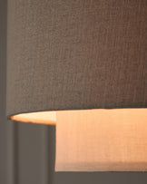 Leonie natural and mocha linen 3 bulb pendant light