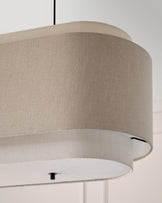 Leonie natural and mocha linen 3 bulb pendant light