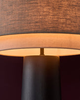 Leonie natural and mocha linen dark wood table lamp