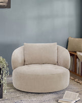 Lia champagne chenille swivel armchair