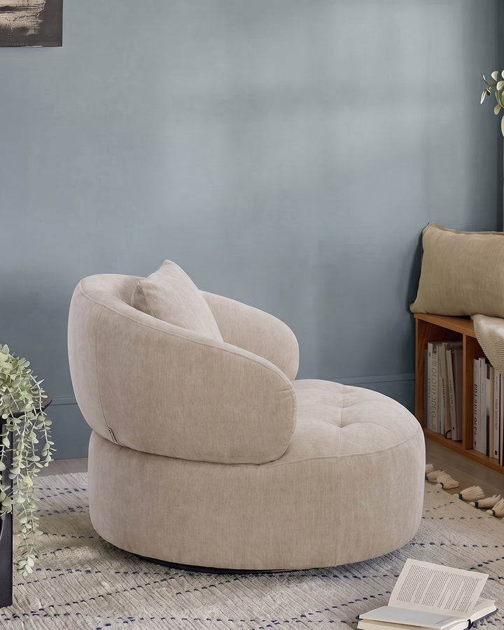Lia champagne chenille swivel armchair