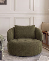 Lia dark green chenille swivel armchair