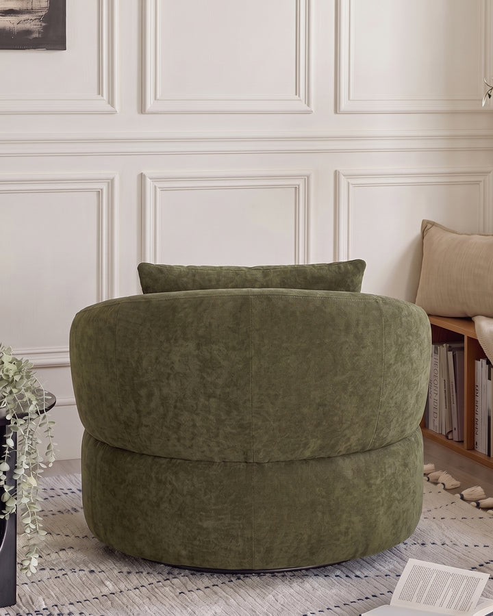 Lia dark green chenille swivel armchair