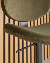 Lilah olive green velvet gas lift bar stool