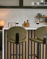 Lilah olive green velvet gas lift bar stool