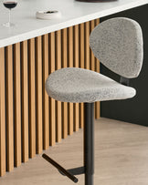 Lilah grey fabric gas lift bar stool