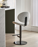 Lilah grey fabric gas lift bar stool