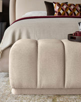 Lillian cream plush fabric bench