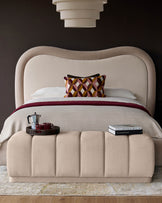 Lillian cream plush fabric bench