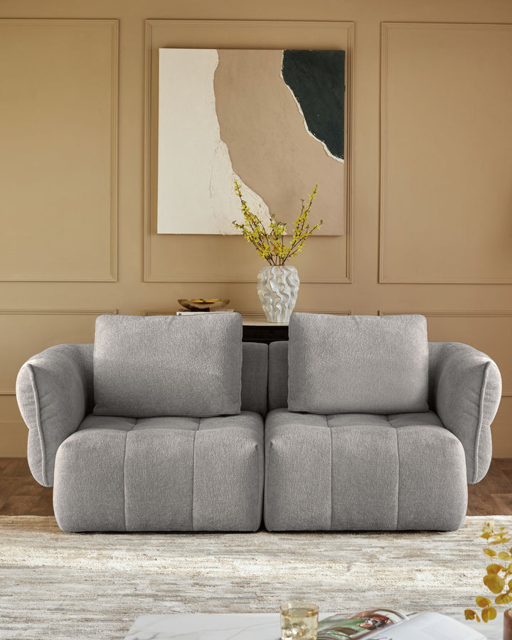 Lillian light grey fabric 2 seater sofa