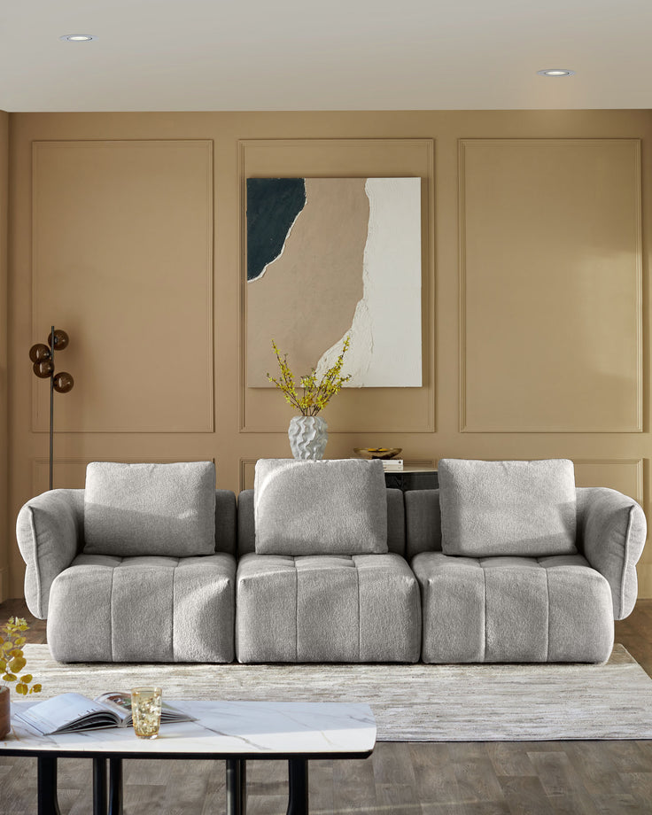 Lillian light grey fabric 3 seater sofa