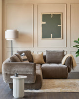 Lillian mocha fabric small corner sofa