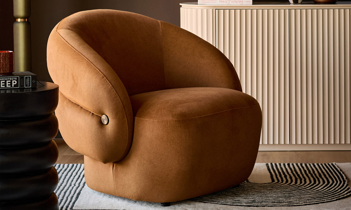 Lillian caramel fabric accent chair