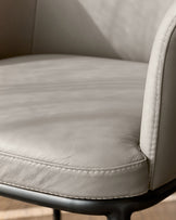 Logan light grey leather dining chair