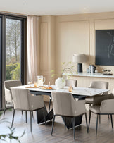 Logan light grey leather dining chair