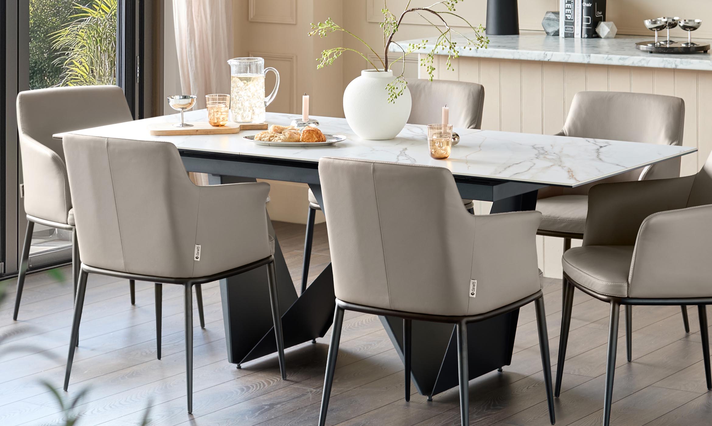 Logan light grey leather dining chair