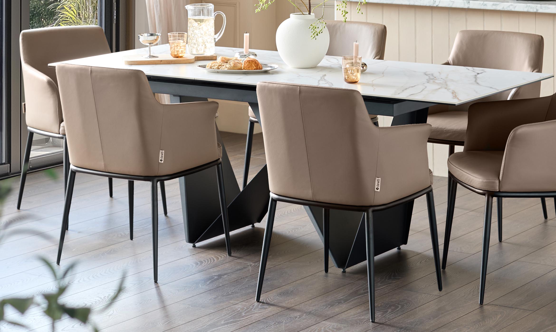 Logan mocha leather dining chair