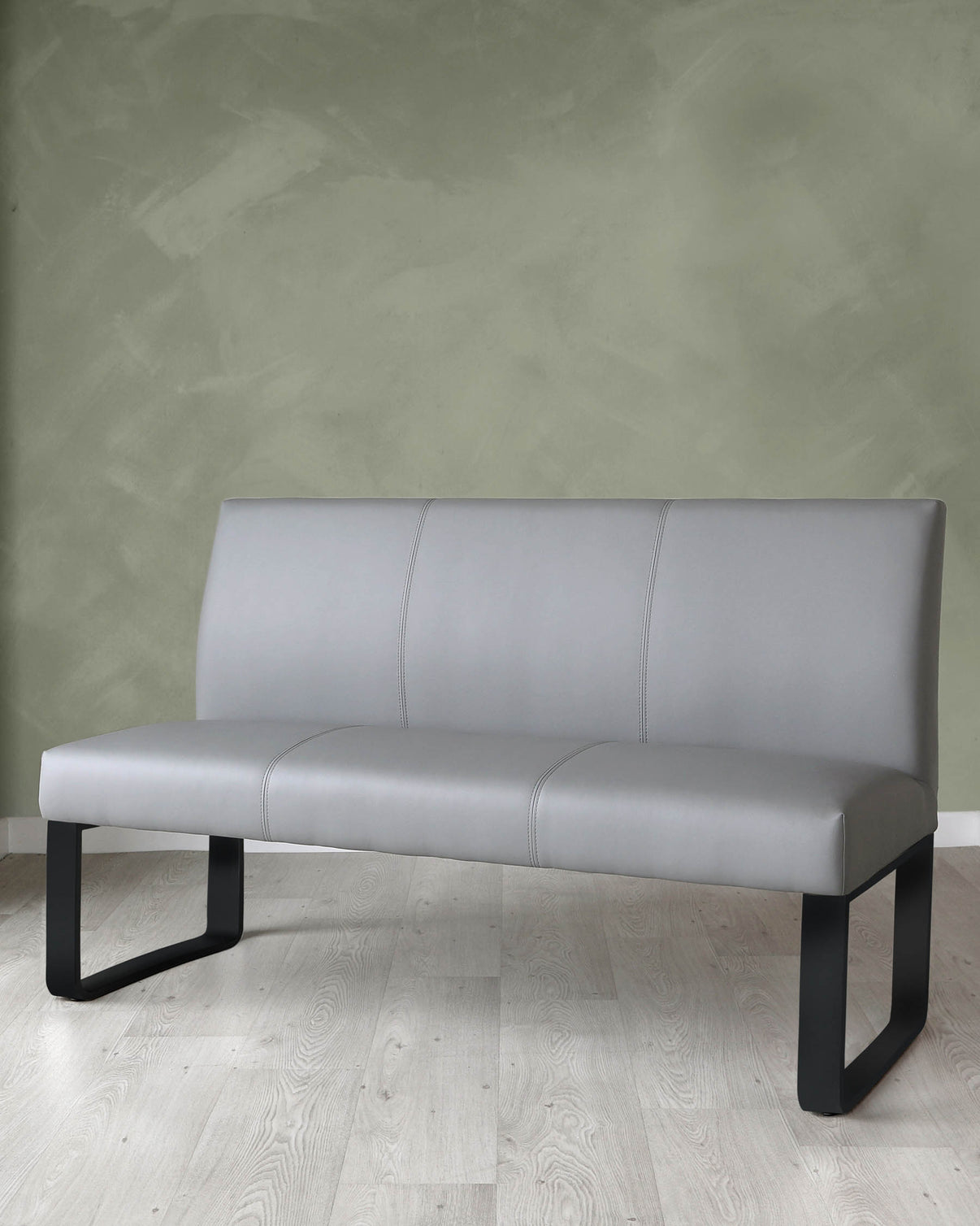 Loop 3 Seater Mid Grey & Black Leg Dining Bench With Backrest – Danetti