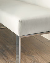 Loop light grey faux leather right hand corner 5 seater chrome leg dining bench