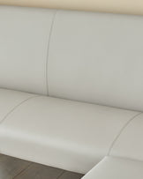 Natural ceramic 6 seater dining table with Elise light grey faux leather dining chairs & left corner dining bench set
