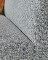 Loop grey fabric 3 seater black metal dining bench with backrest