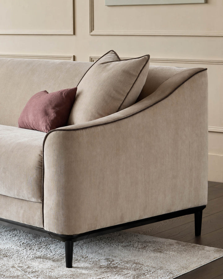 Julep champagne fabric 3 seater sofa