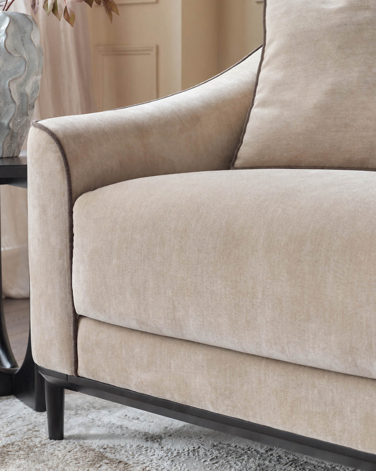 Julep champagne fabric 3 seater sofa