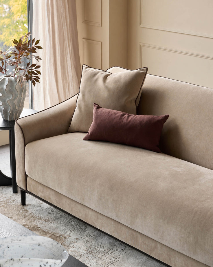 Julep champagne fabric 3 seater sofa