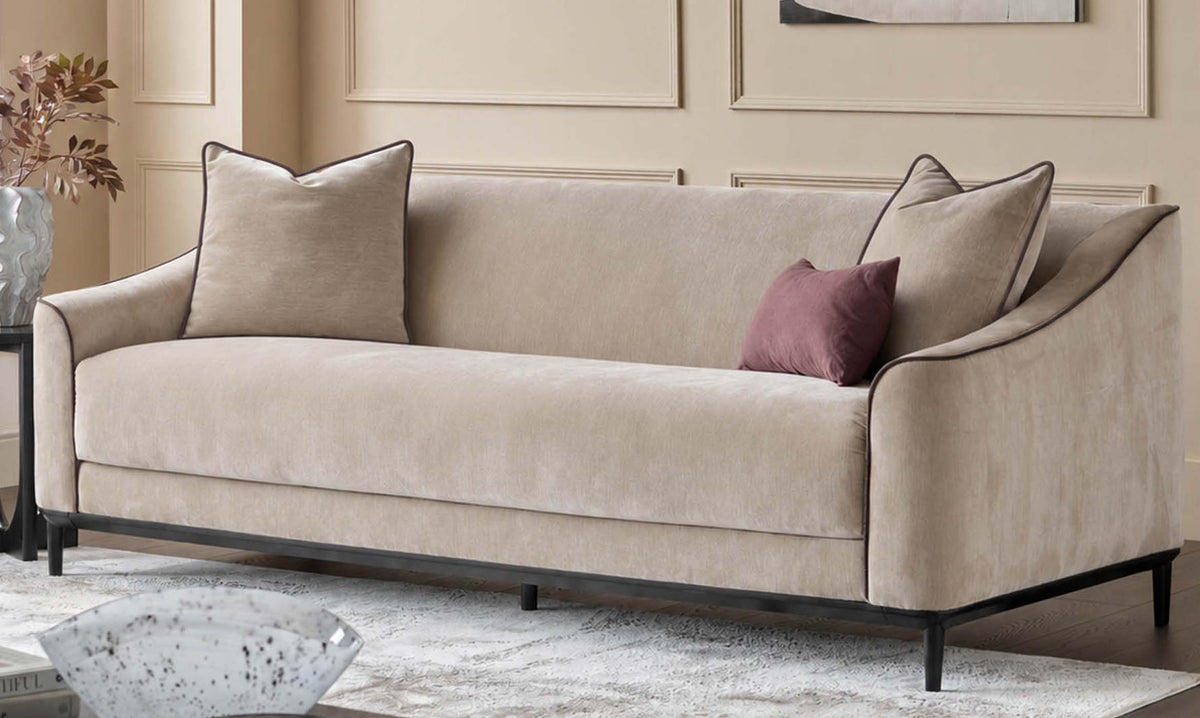 Julep champagne fabric 3 seater sofa