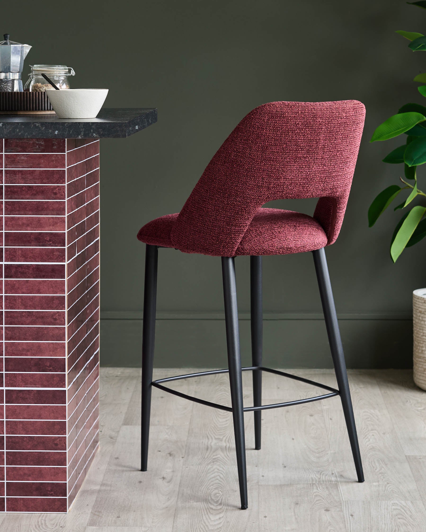 Lottie berry red fabric bar stool – Danetti1