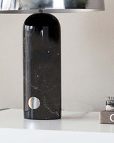 Louis Black Marble and Chrome Table Lamp