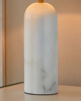 Louis White Marble Shaded Table Lamp With White Shade