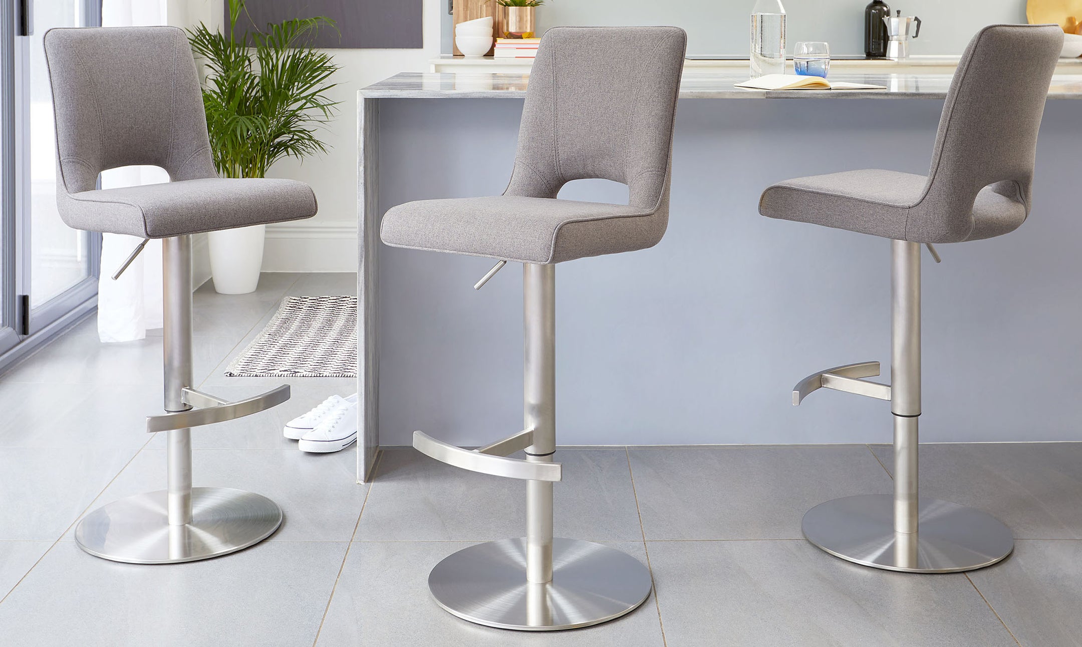 Ludo Gas Lift Fabric Kitchen Stools