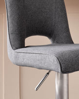 Ludo Dark Grey Fabric Gas Lift Bar Stool