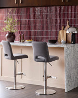 Ludo Dark Grey Fabric Gas Lift Bar Stool