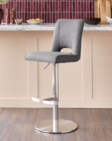 Ludo Dark Grey Fabric Gas Lift Bar Stool