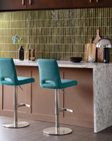 Ludo Teal Fabric Gas Lift Bar Stool