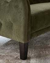 Luxe olive green velvet armchair