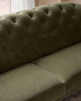 Luxe olive green velvet 3 seater sofa