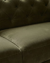 Luxe olive green velvet 3 seater sofa