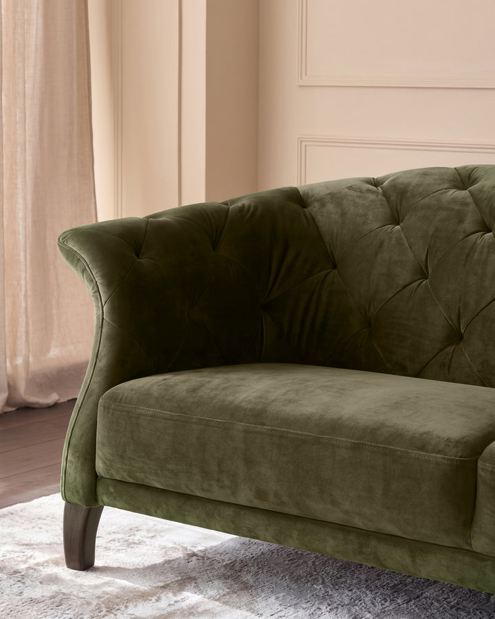 Luxe olive green velvet armchair