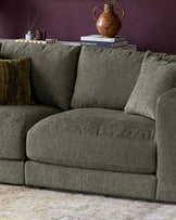 Lynetta dark green chenille 3 seater sofa with footstool