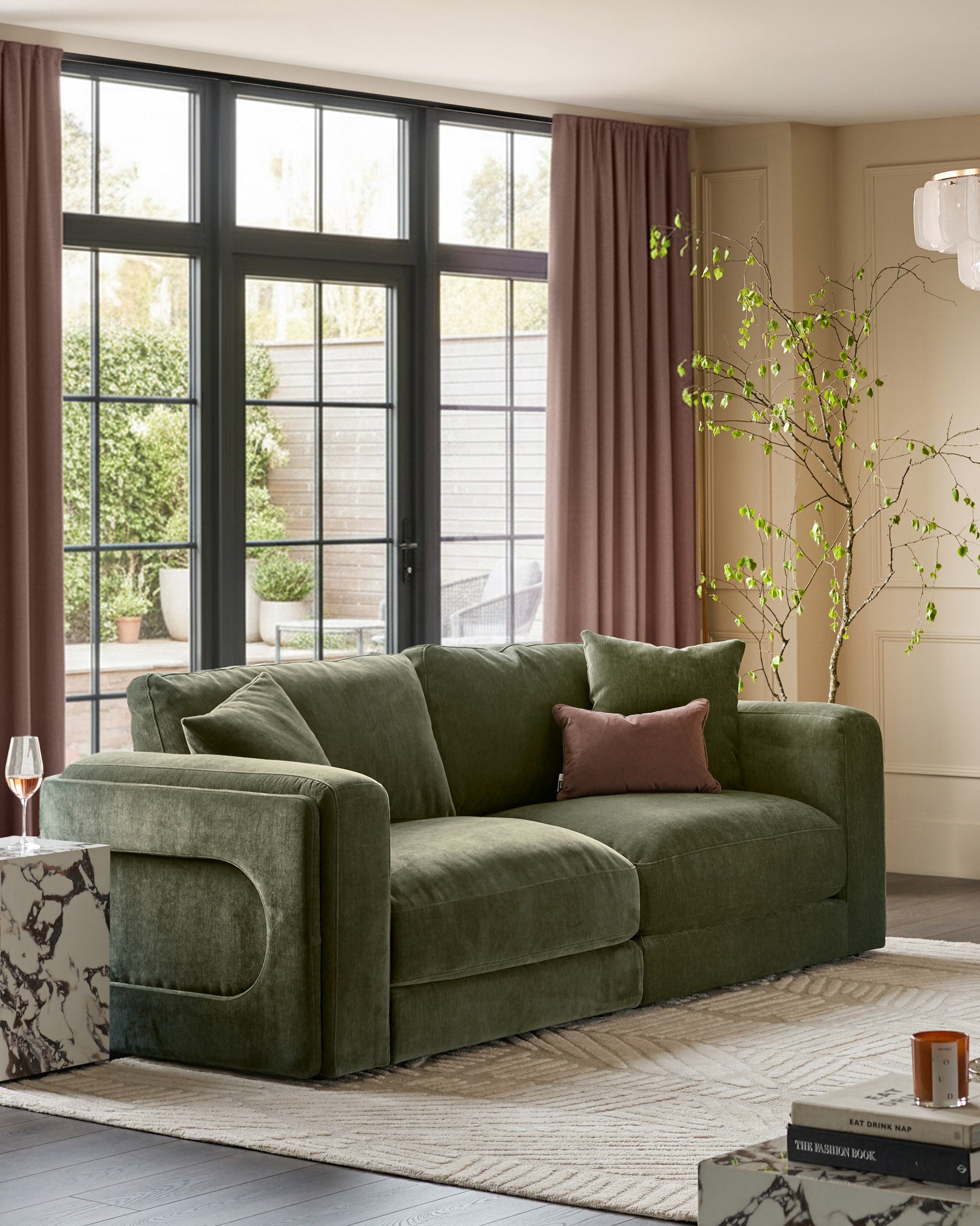 Lynetta Rifici Lynetta dark green chenille 3 seater sofa – Danetti